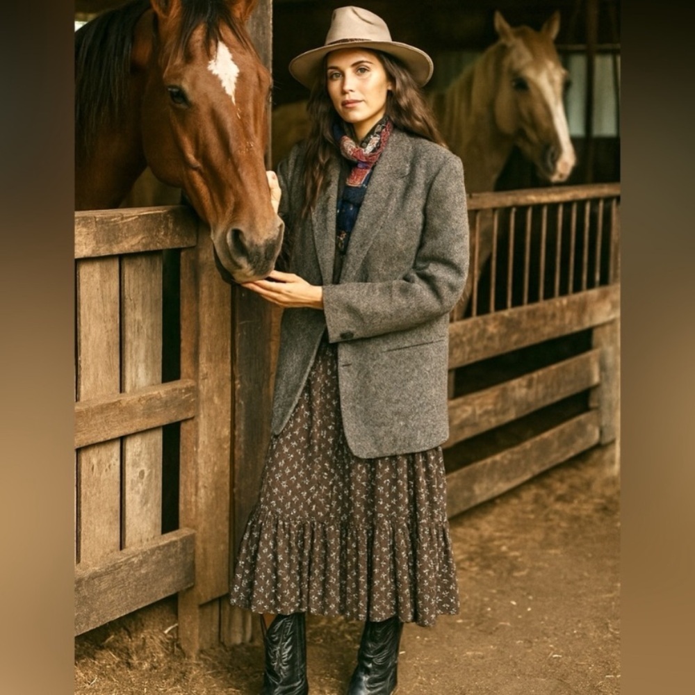 IRISH boyfriend boho blazer w equestrian southwestern country vibe